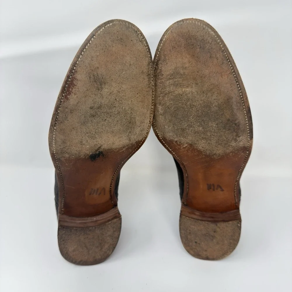 Vintage Winstanley Suede Brogue Oxford Men 7.5B Gray Cap Toe Dress Shoes Ireland